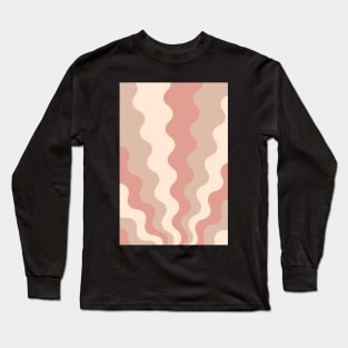 70s Retro Groovy Lines Seamless Pattern Peach, Pink and Beige Long Sleeve T-Shirt